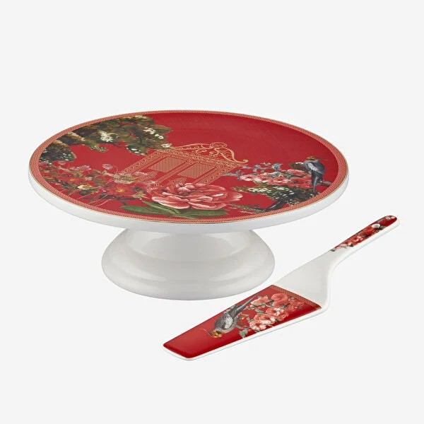 Chiara Alessi Magic Garden Kırmızı Kek Standı ve Spatula Set